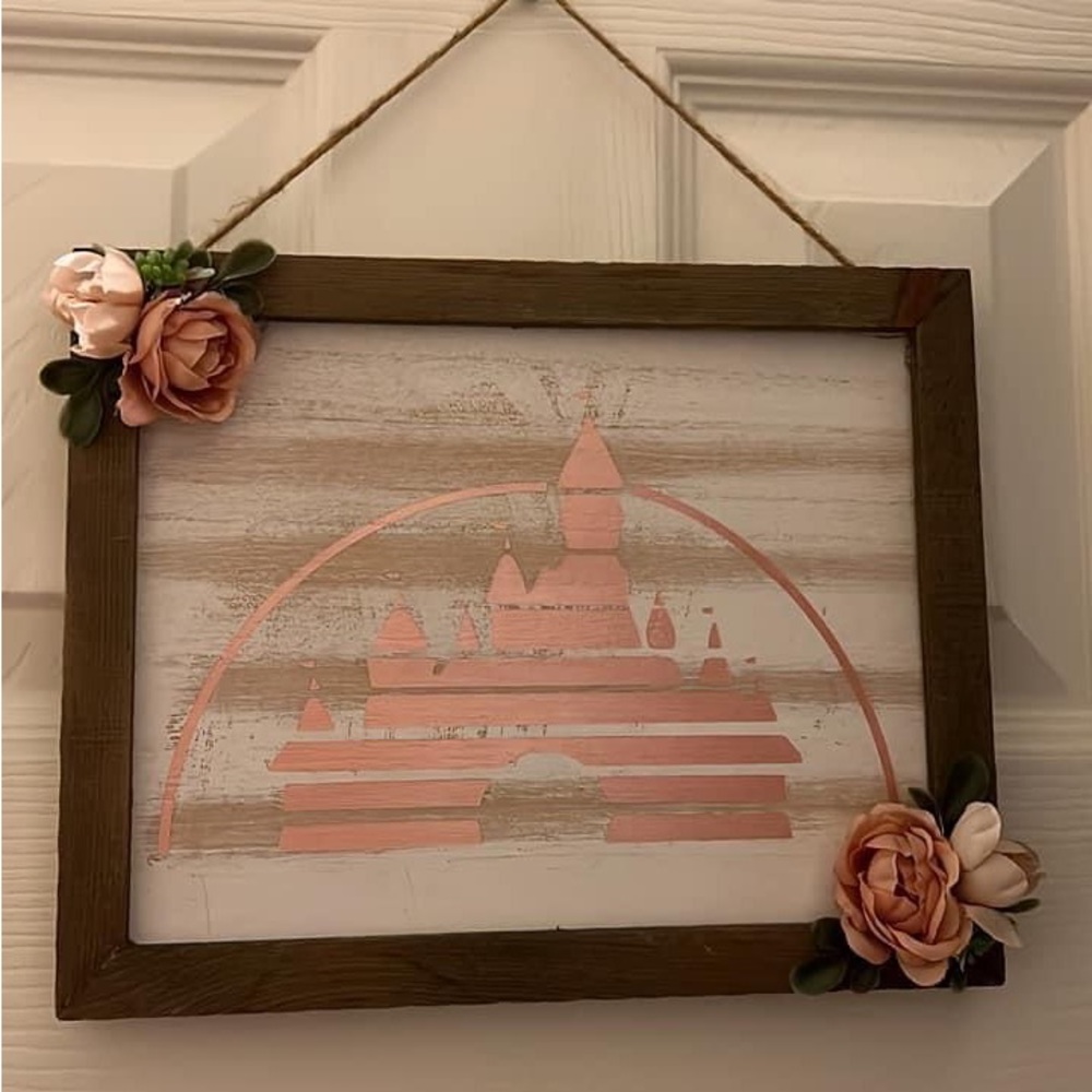 disneyland castle wooden sign decor